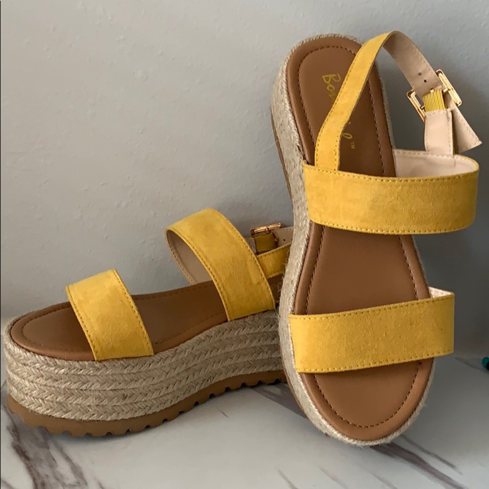Yellow platform sandals